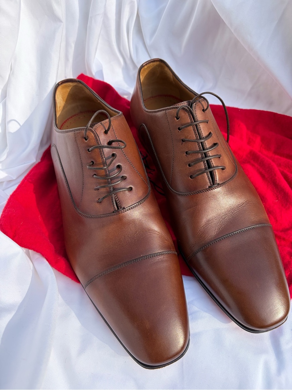 Christian Louboutin Brown Leather Cap-Toe Oxfords